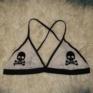 VS Mesh bralette with velvet crossbones